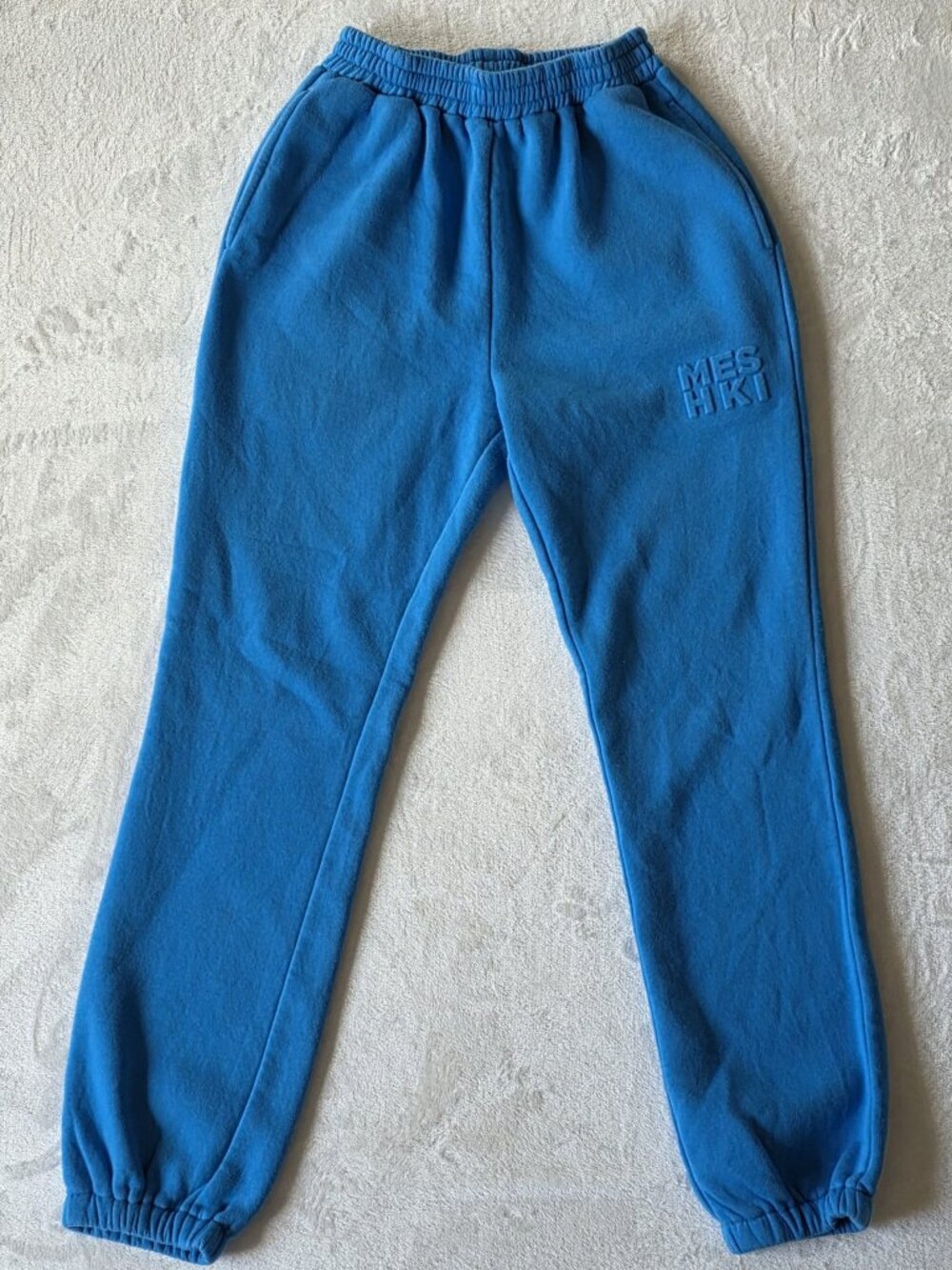 Meshki Sweatpants Women's Size S Blue Fleece Joggers Elastic Waist